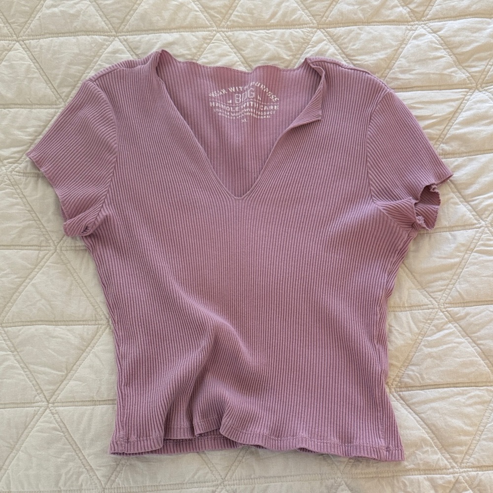 BDG Women's Ribbed V-Neck Top